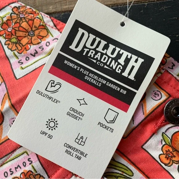 NWT Duluth 2X x31L Heirloom Gardening Bib Overalls Coral Seed Packets Farm Bibs - Picture 3 of 9